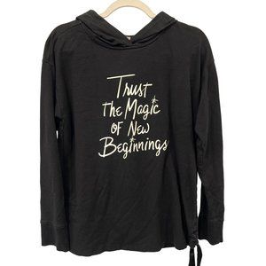 Trust the Magic of New Beginnings Black Hoodie Sweatshirt Womens M Chicos Disney